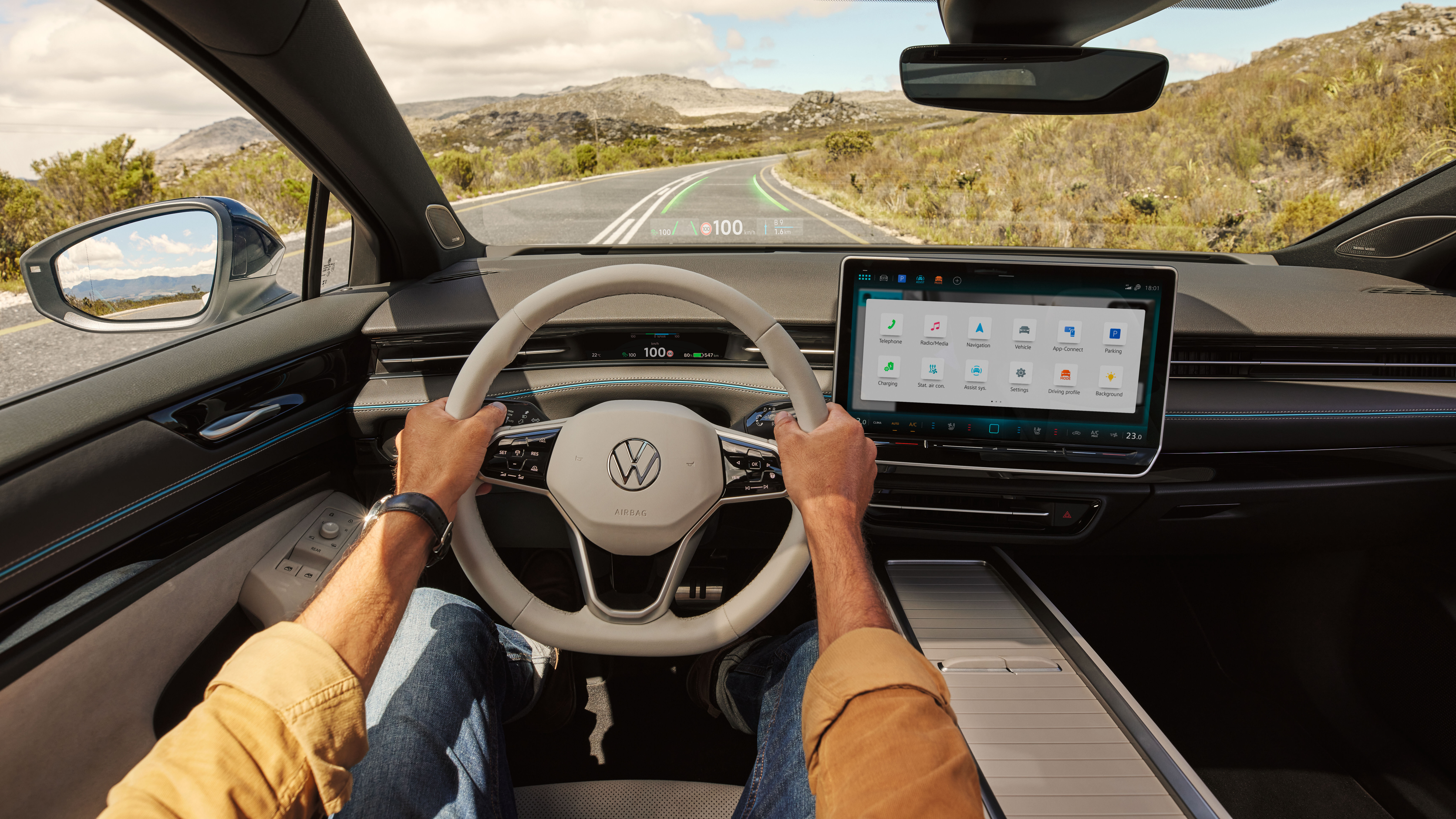 Head-up display in de ID.7 mixt de reële met de virtuele wereld